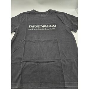 Emporio Armani Parfums Black Graphic T-Shirt Mens XL Cotton Vintage